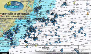 Chareston South Carolina Fishing Spots Map