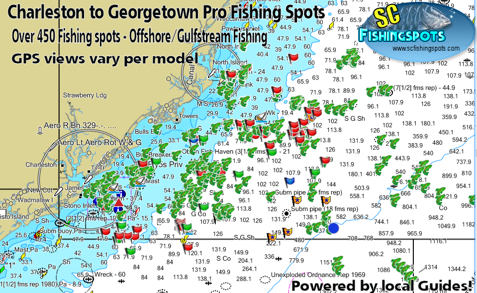 Charleton to Georgetown South Carolina Fishing Spots for GPS