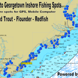 Sullivans Island, Myrtle BEach, Cape Romain Inshore Fishing Spots Map
